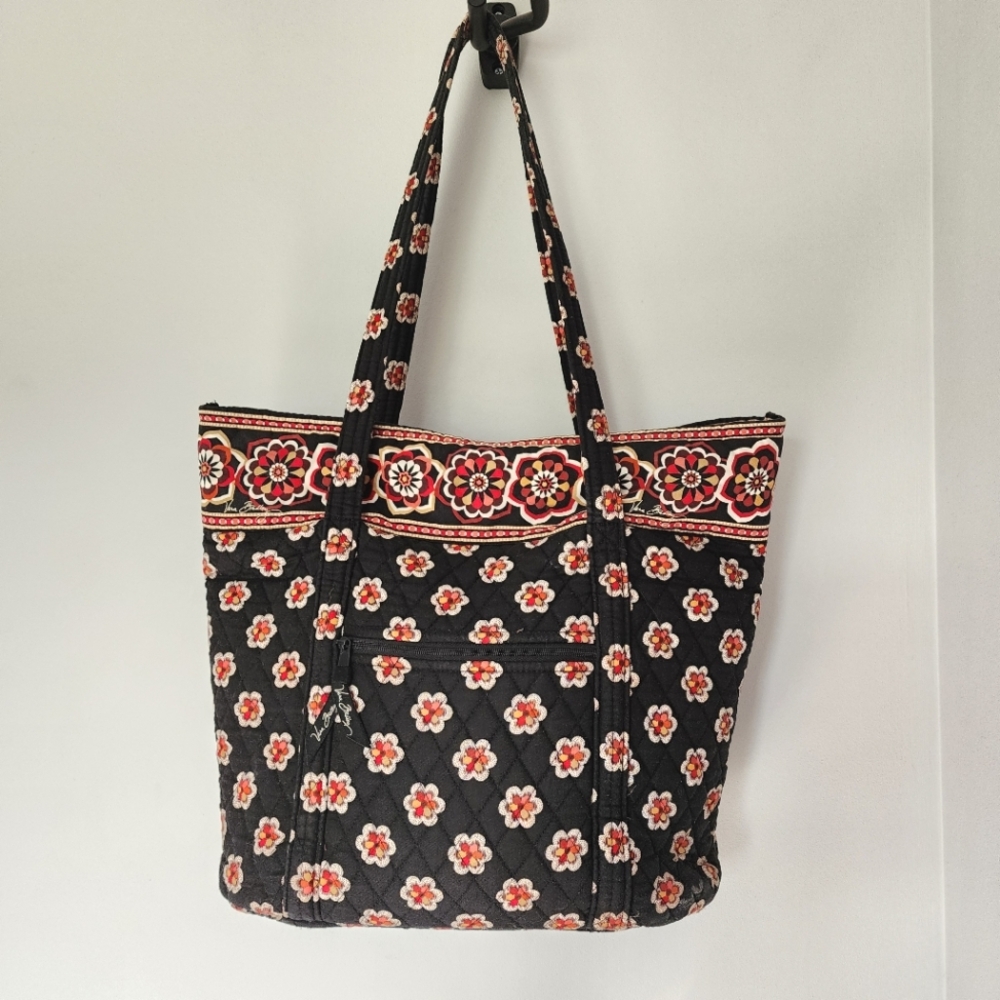 Vera Bradley Black Red Floral Large Tote Bag